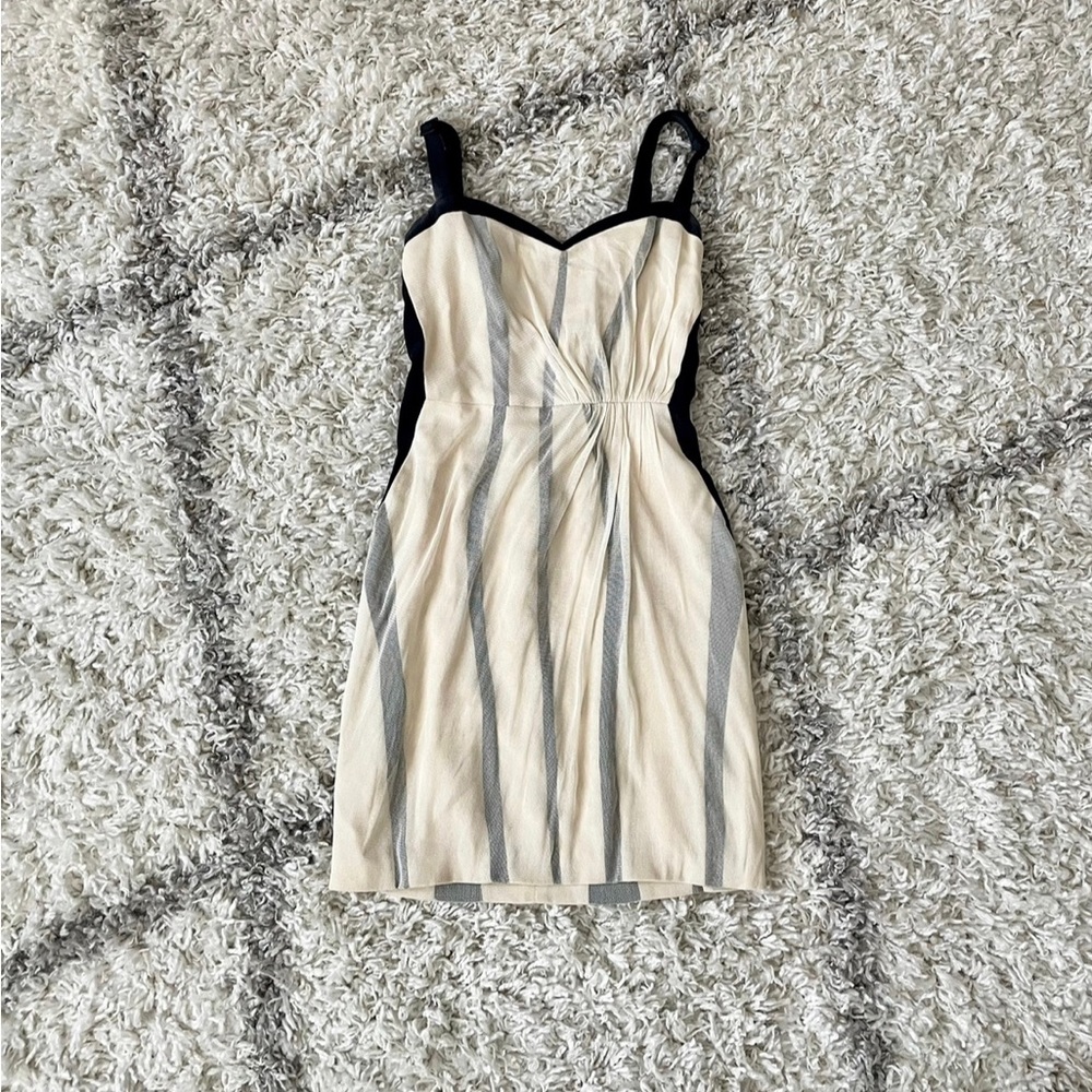 Rag and Bone gauzy stripped cream and black cocktail dress, size 2